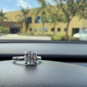 Brilliant Clear Moissanite Solitaire Ring in Silver -Stuuning